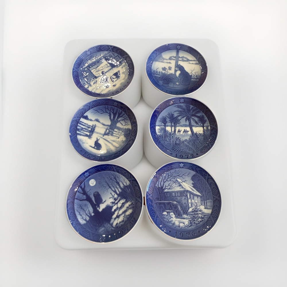 6 VTG Royal Copenhagen Blue Christmas Plates 1969, 1970, 1971,‎ 1972, 1974, 1976